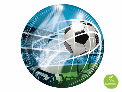 Talerzyki papierowe Piłka Nożna - 23 cm - 8 szt.