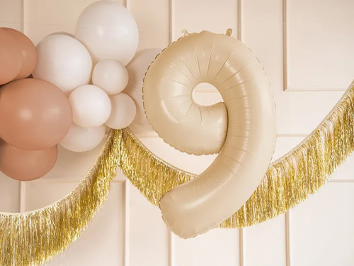 Balon foliowy cyfra 9 beżowa - 72 cm - 1 szt.