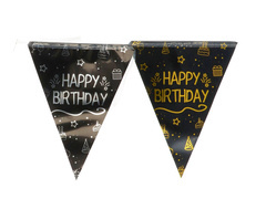 Baner flagi Happy Birthday czarny - 400 cm - 1 szt.