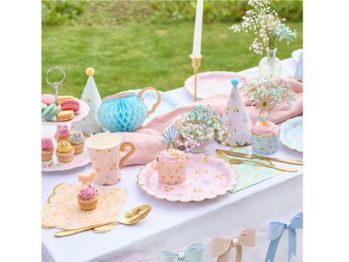 Talerzyki papierowe w Kwiatki - 23 cm - 8 szt.