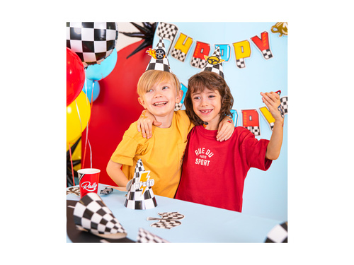 Czapeczki urodzinowe Wyścigówki - 16x10 cm - 6 szt.