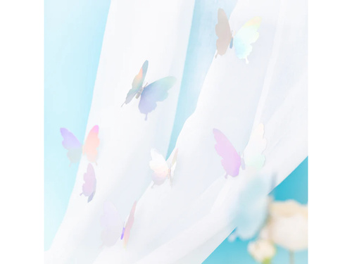 Naklejki motylki holograficzne srebrne - 12 szt.