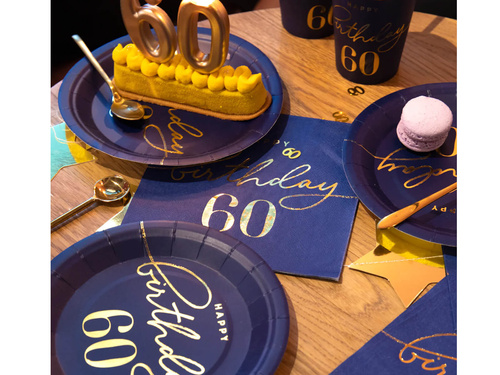 Serwetki na sześćdziesiąte urodziny granatowe - 33 cm - 10 szt.