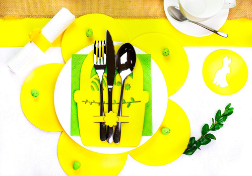 Etui na sztućce ze sztywnego filcu - Koszyczek Wielkanocny - 2 szt.