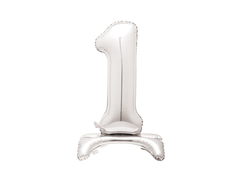 Balon foliowy stojący cyfra 1 srebrny - 76 cm - 1szt.