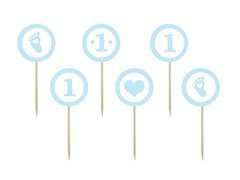 Pikery na tort na roczek chłopca - 6 szt.