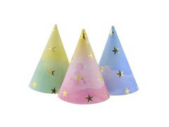 Czapeczki papierowe Złote Gwiazdki - 6 szt.