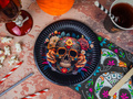 Talerzyki papierowe na Halloween Dia de los muertos - 18 cm - 6 szt.