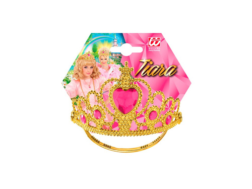 Złota tiara z różowymi klejnotami