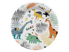 Talerzyki papierowe na urodziny Dinozaury - 23 cm - 8 szt.