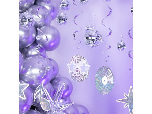 Dekoracja wisząca świderki Silver Disco - 6 szt.
