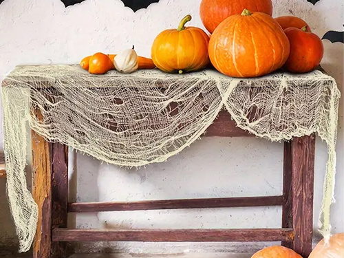 Kremowa siatka na Halloween - 76 x 300 cm - 1 szt.
