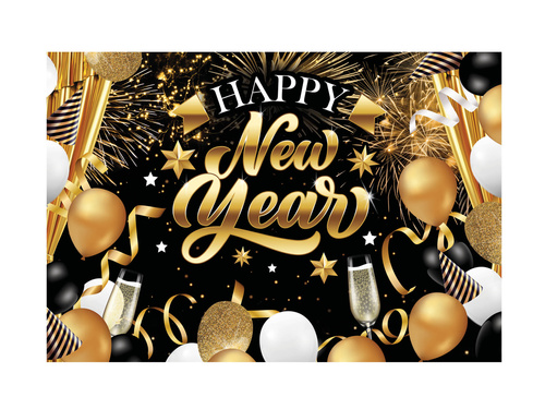Baner materiałowy Happy New Year - 150 x 220 cm - 1 szt.