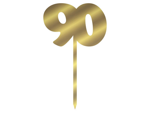 Topper z lustrzanej pleksi złoty na tort 90 - 12 cm