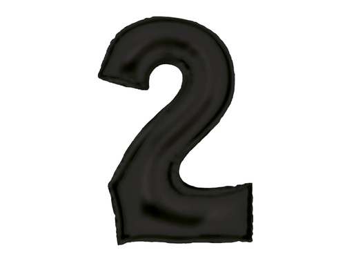 Balon foliowy satynowy cyfra 2 czarny - 86 cm - 1 szt.