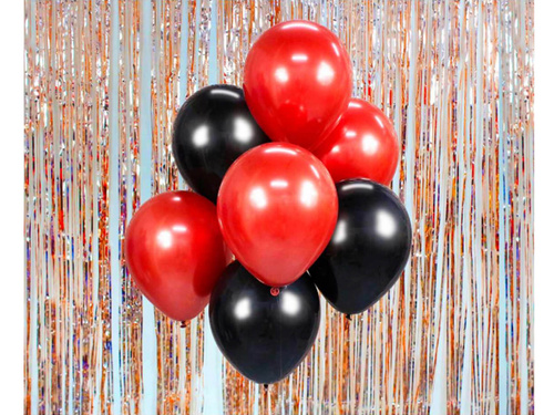 Zestaw balonów czerwono-czarny - 30 cm - 7 szt.