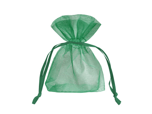 Woreczki z organzy dla gości - ciemnozielone - 15 x 10 cm - 10 szt.