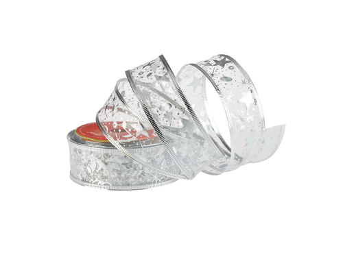 Taśma dekoracyjna na szpuli srebrna - 1 szt.