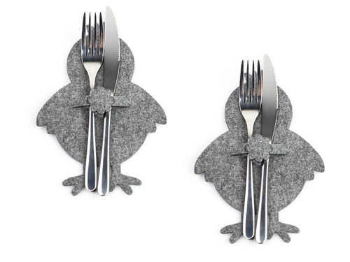 Etui na sztućce z miękkiego filcu - Kurczaczek Wielkanocny - 2 szt.