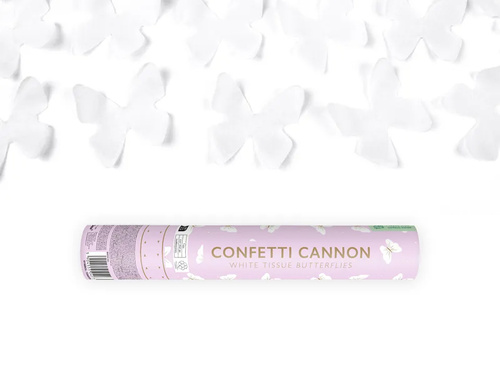 Tuba strzelająca białymi motylkami - 28 cm - 1 szt.