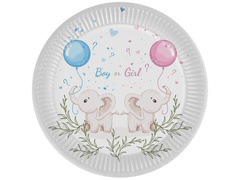 Talerzyki papierowe na Gender Reveal Girl or Boy? - 18 cm - 6 szt.