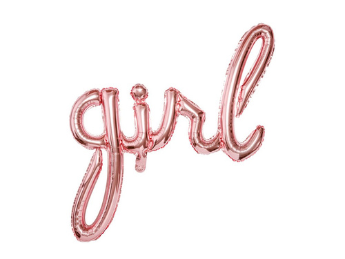 Balon foliowy różowe złoto napis Girl - 77 x 70 cm