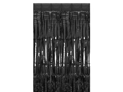 Kurtyna - zasłona na drzwi czarna metaliczna - 100 x 250 cm