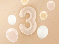 Balon foliowy cyfra 3 ciemnobeżowa - 72 cm - 1 szt.