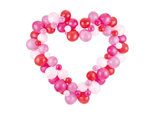 Girlanda balonowa czerwona ze stelażem Serce - 104 elementy