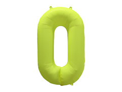 Balon foliowy cyfra 0 neonowy żółty - 86 cm - 1 szt.