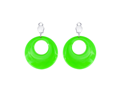 Kolczyki klipsy Koła zielone neonowe