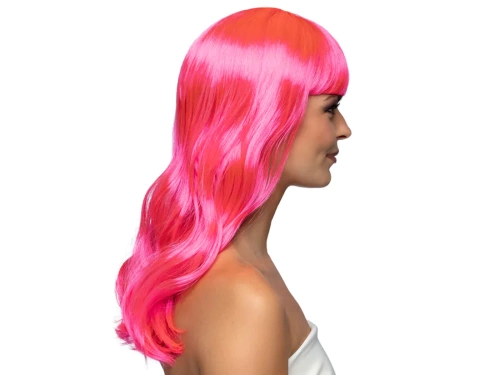 Peruka różowa z grzywką - 1 szt.