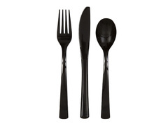 Sztućce plastikowe czarne - 18 szt.