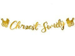 Baner na Chrzest Święty złoty metalizowany - 127 cm - 1 szt.