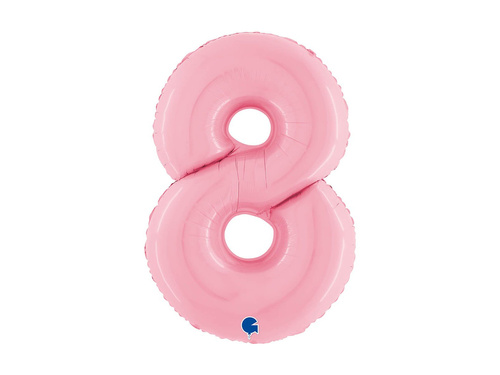 Balon foliowy cyfra 8 pastelowy różowy - 40" - 1 szt.