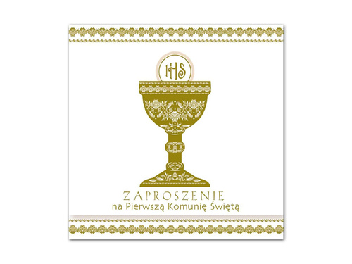 Zaproszenie na komunię z złotym nadrukiem - 1 szt.