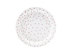 Talerzyki papierowe Kropki różowe złoto - 18 cm - 6 szt.