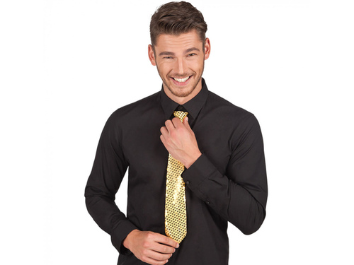 Krawat z cekinami złoty - 1 szt.