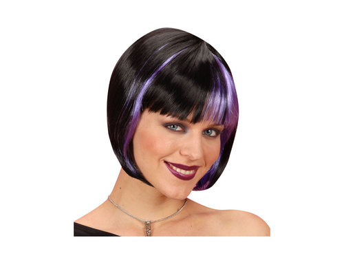 Peruka Zoey - czarna z fioletowymi pasemkami
