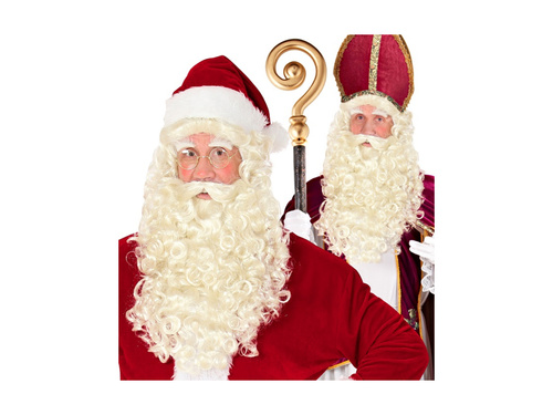 Peruka Mikołaja i Świętego Mikołaja z brodą, wąsami i brwiami