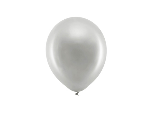 Balony Rainbow metaliczne srebrne - 23 cm - 100 szt.