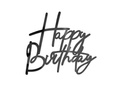 Topper na bok tortu Happy Birthday - czarny - 1 szt.