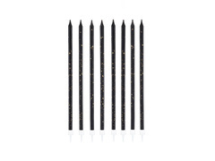 Świeczki urodzinowe długie czarno-złote - 15 cm - 8 szt.