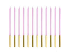 Świeczki urodzinowe fioletowo-złote - 14 cm - 12 szt.