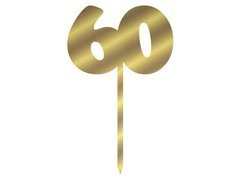 Topper z lustrzanej pleksi złoty na tort 60 - 12 cm