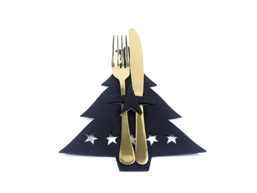 Etui na sztućce ze sztywnego filcu - Choinka - 2 szt.