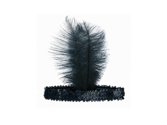 Opaska z piórem Retro czarna - 1 szt.