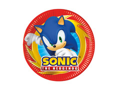 Talerzyki papierowe na urodziny Sonic - 20 cm - 8 szt.