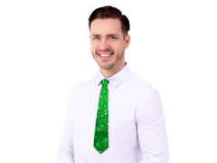 Cekinowy krawat - zielony - 36 cm - 1 szt.