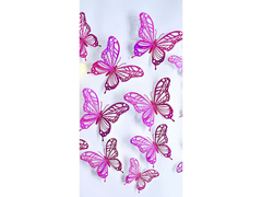 Dekoracja lustrzana Motyle różowe 2D - 12 szt.